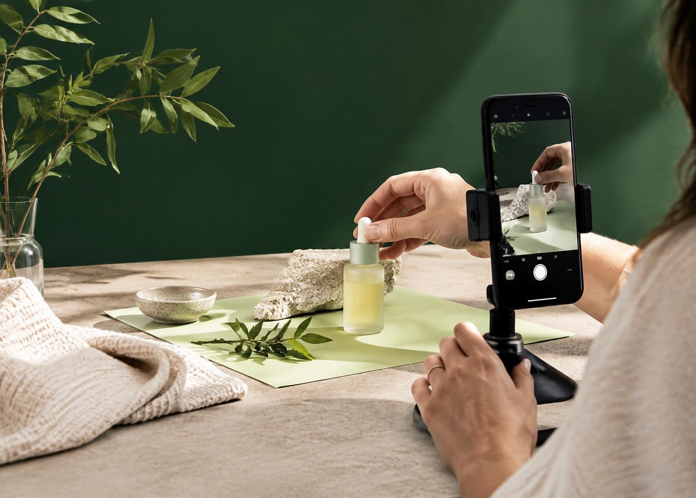 Filming a product demonstration for a brand